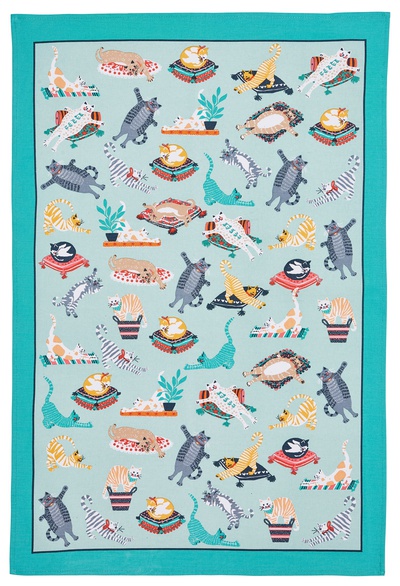 Kitty Cats Cotton Tea Towel by Ulster Weavers